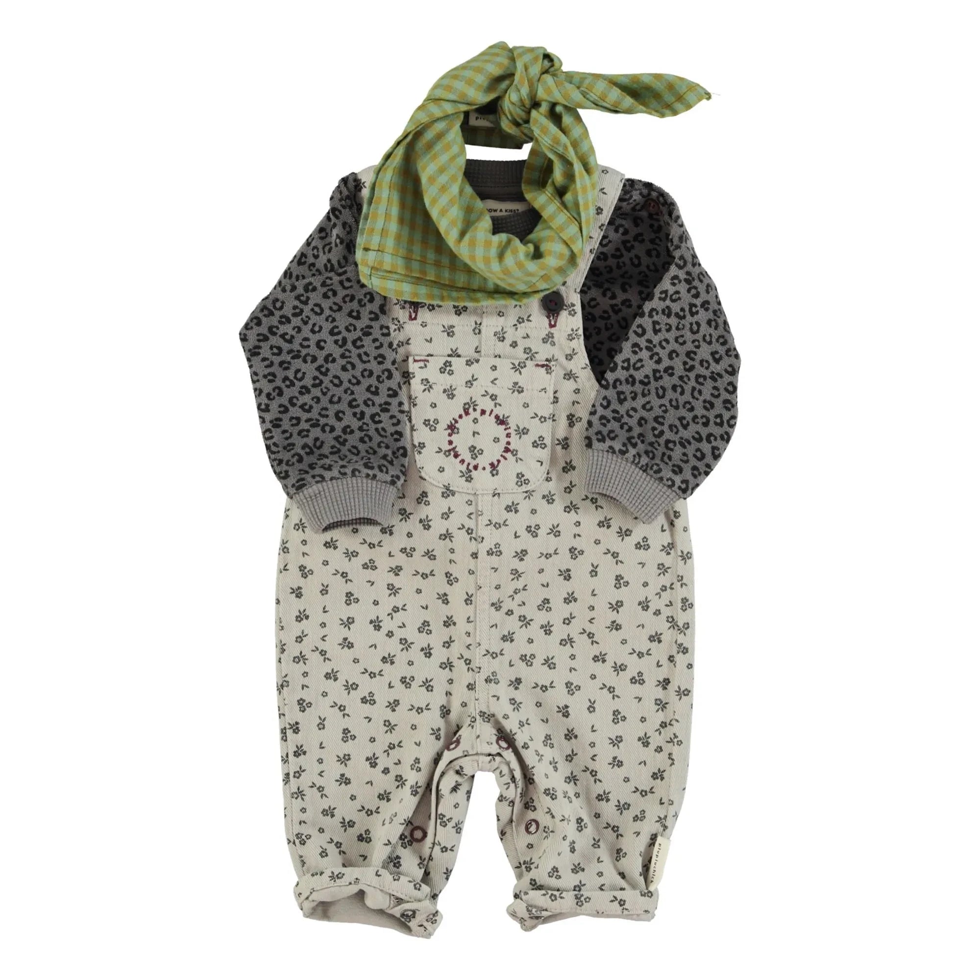 Piupiuchick - Baby-Strampler mit Blumenmuster | Hellgrau