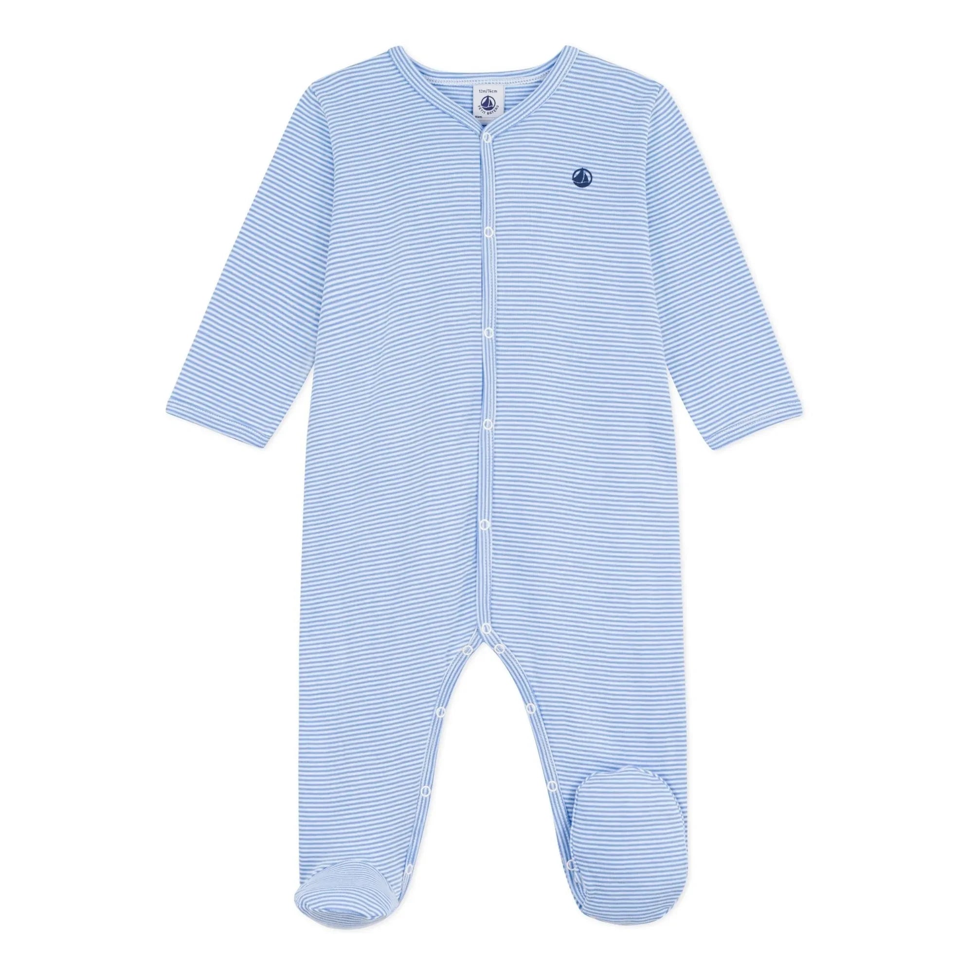 Petit Bateau – Gestreifter Pyjama aus Bio-Baumwolle | Blau