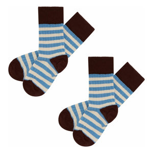 FUB - Klassische Ringelsocken 2er-Set | Azurblau