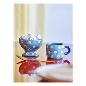 Bloomingville - Steingutschale Nini mit Blumenmuster | Blau