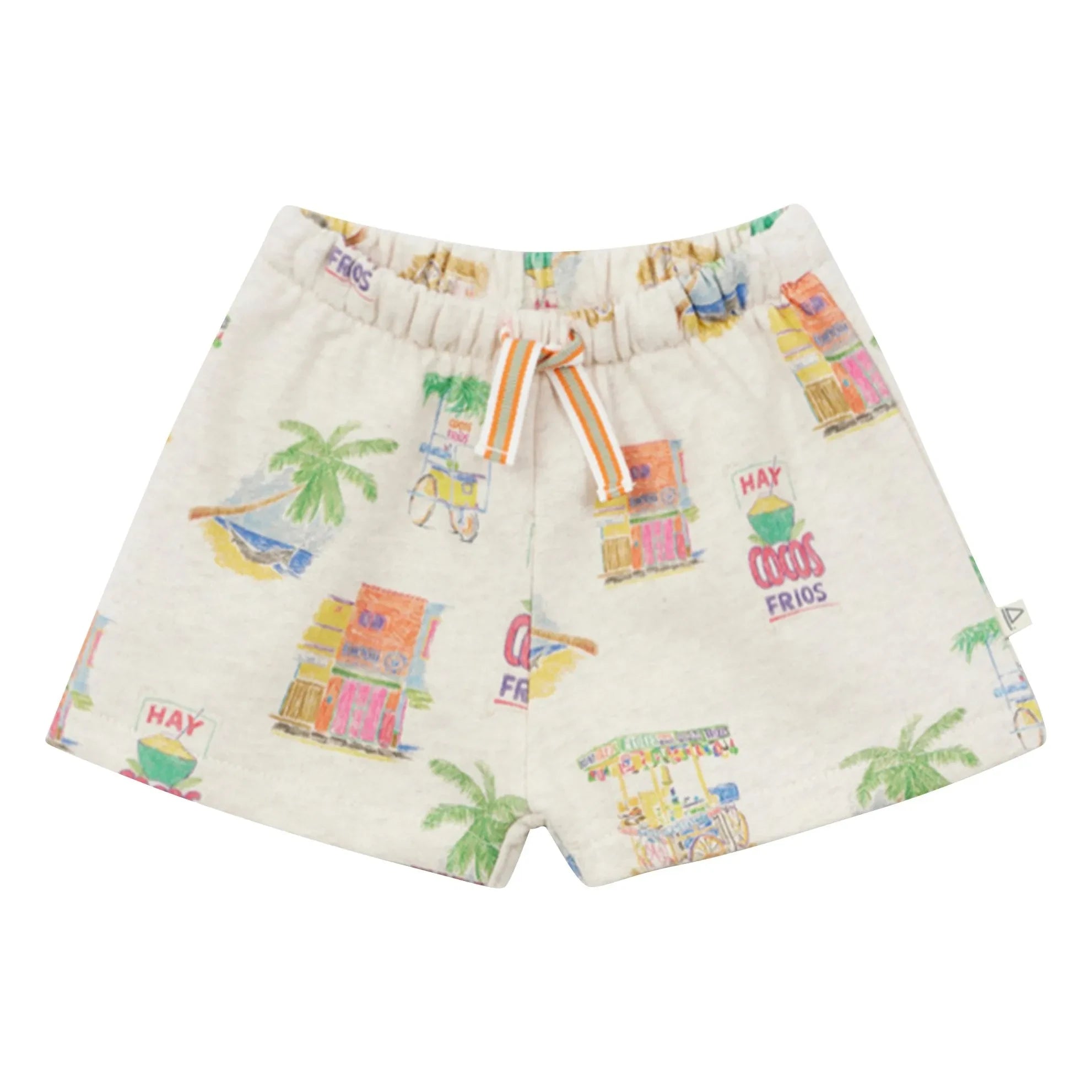 Arsène et Les Pipelettes - Bio-Baumwoll-Shorts mit Palmenprint | Ecru