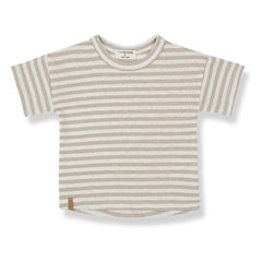 1+ in the family – Gestreiftes Leinen-T-Shirt | Beige