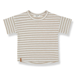 1+ in the family – Gestreiftes Leinen-T-Shirt | Beige