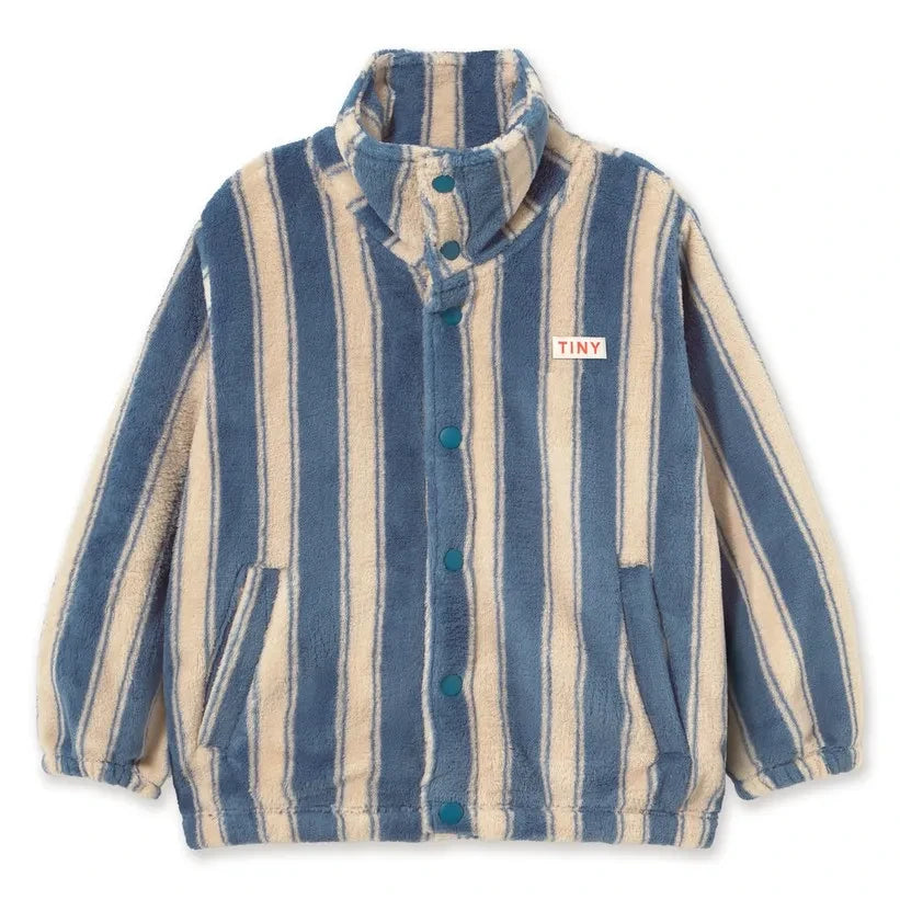 Tinycottons – Gestreifte Fleecejacke | Petrolblau