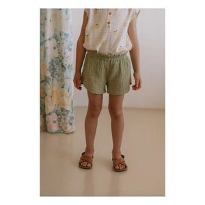 Studio Bohème - Georgette Waffel-Shorts aus Bio-Baumwollgaze | Hell Khaki
