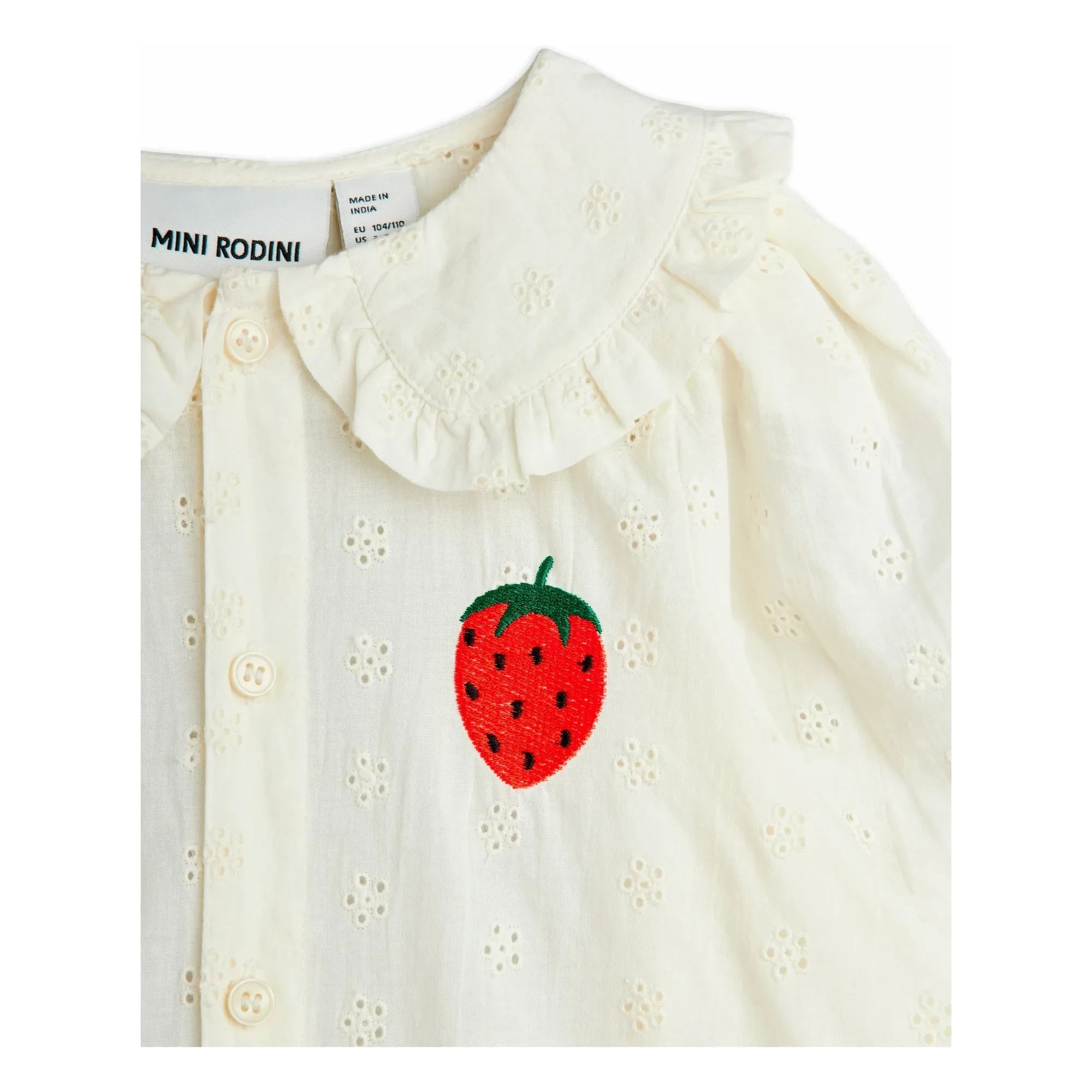 Mini Rodini - Erdbeer-Bluse aus Bio-Baumwolle | Weiß