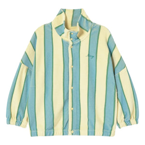 Tinycottons – Gestreiftes Sweatshirt mit Stehkragen und Knopfleiste aus Bio-Baumwolle | Hellgelb