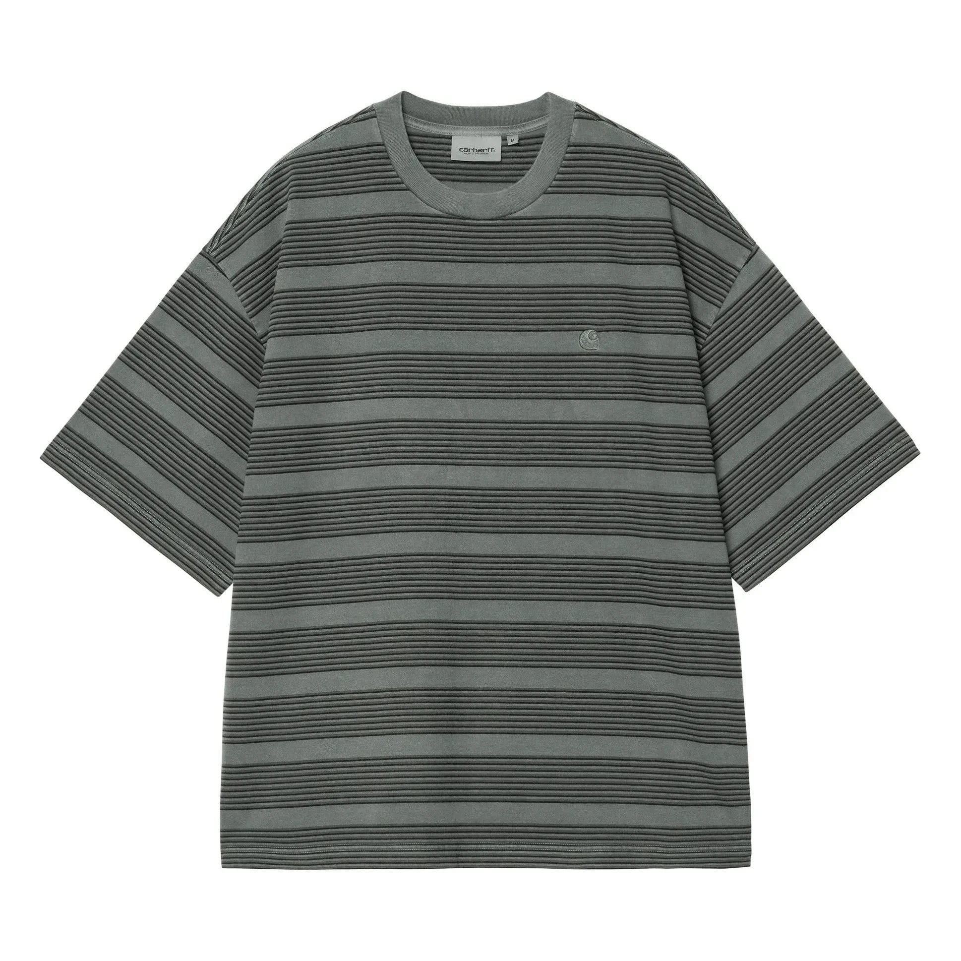 Carhartt WIP - Hanson Gestreiftes T-Shirt | Grau-grün