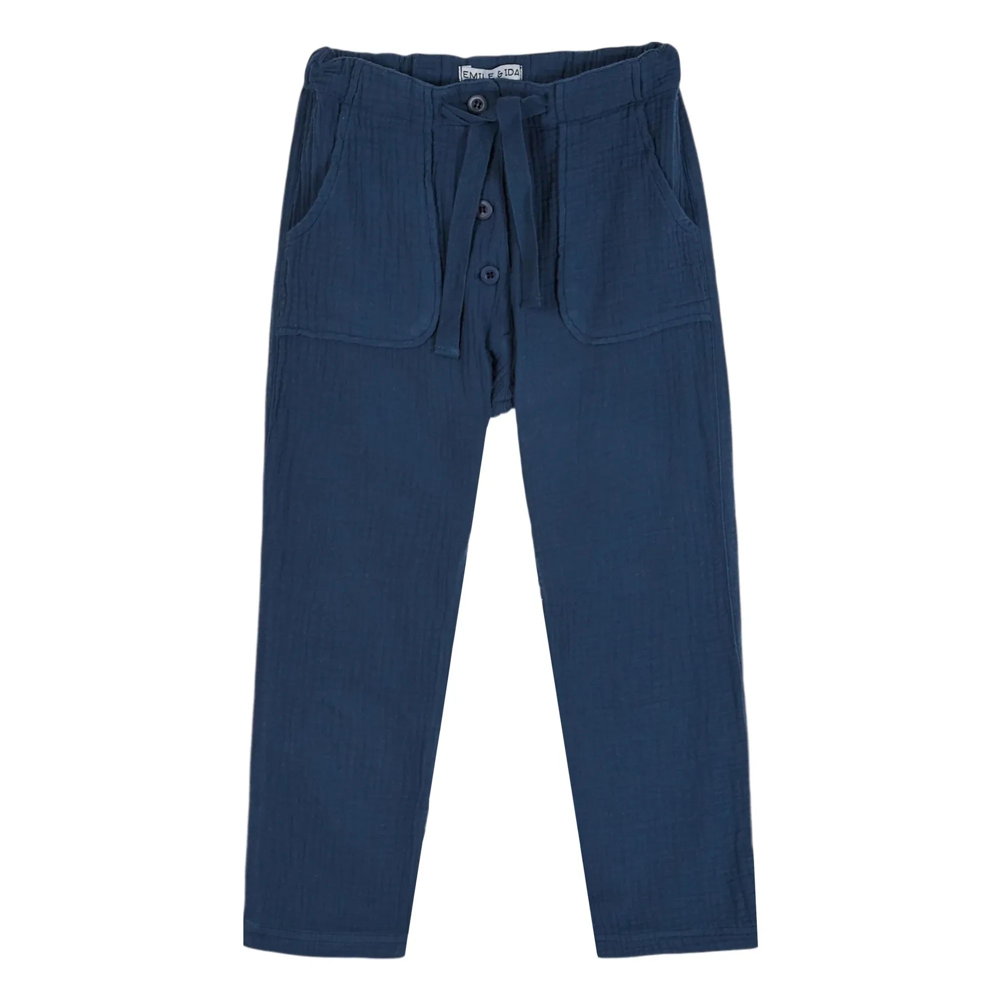 Emile et Ida - Gerade Baumwoll-Musselin-Hose | Marineblau