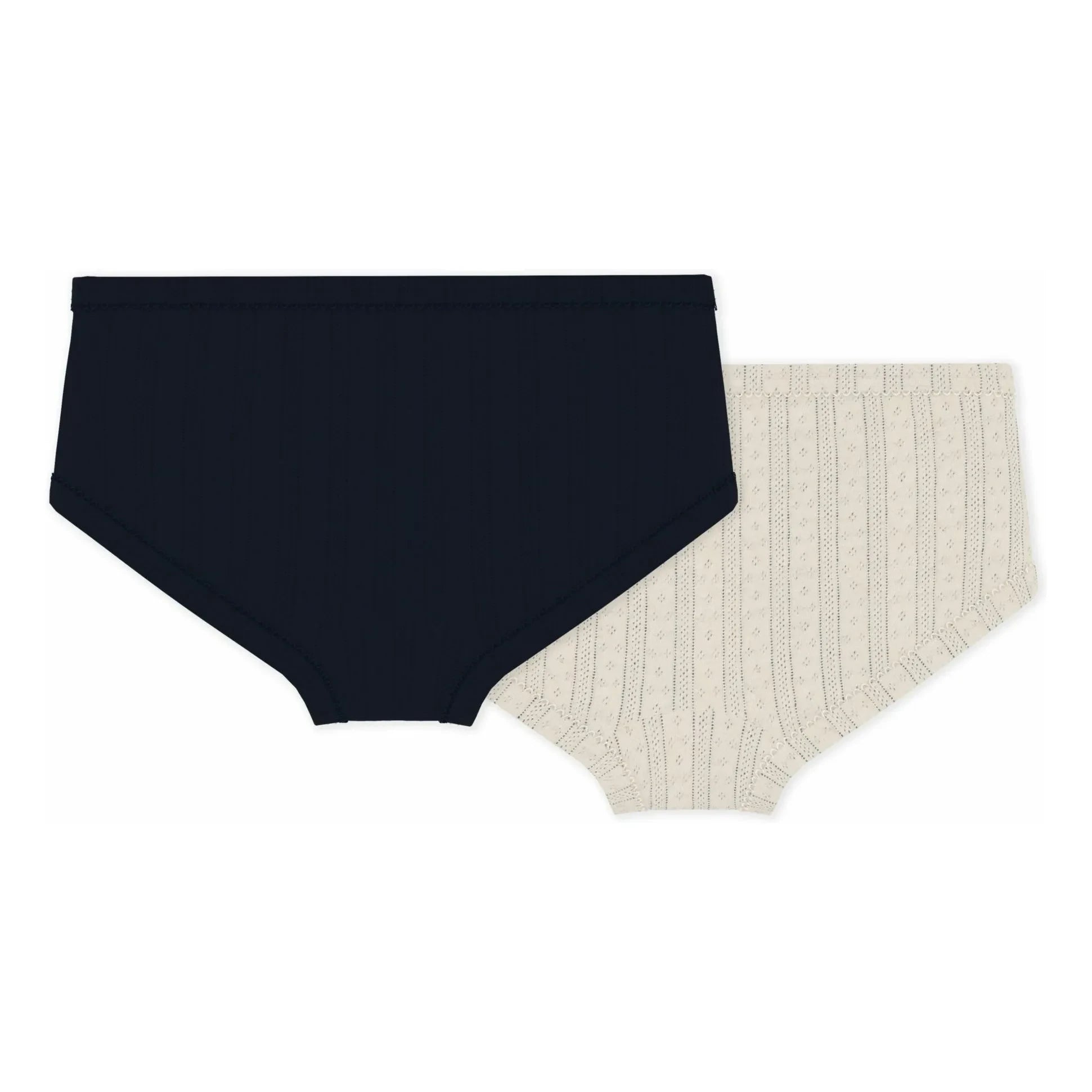 Petit Bateau - 2er-Set High-Waist-Slips mit Lochmuster | Ecru