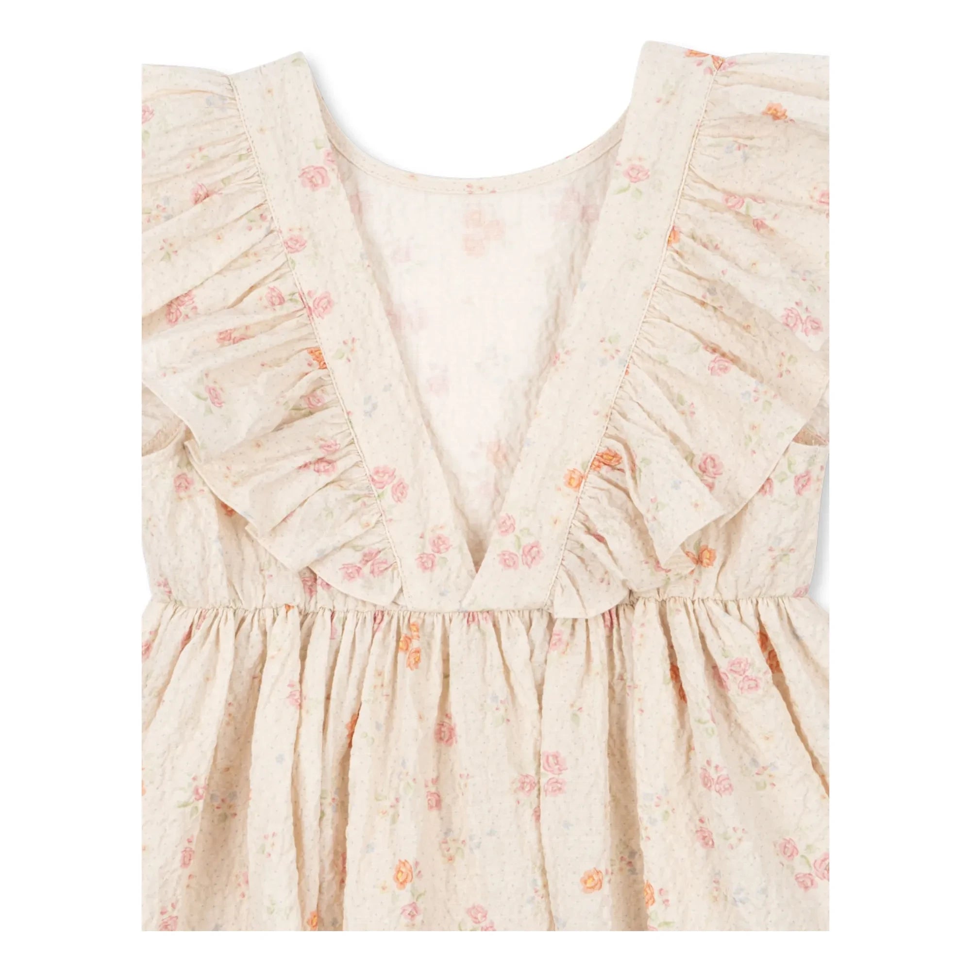 Konges Sløjd - Elin Fleurie Bio-Baumwollkleid mit Rüschen | Beige