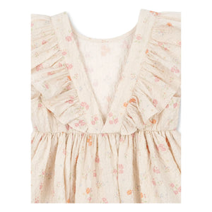 Konges Sløjd - Elin Fleurie Bio-Baumwollkleid mit Rüschen | Beige