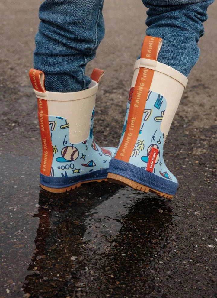 Hello Hossy - Baseball Spiel Regenstiefel | Blau
