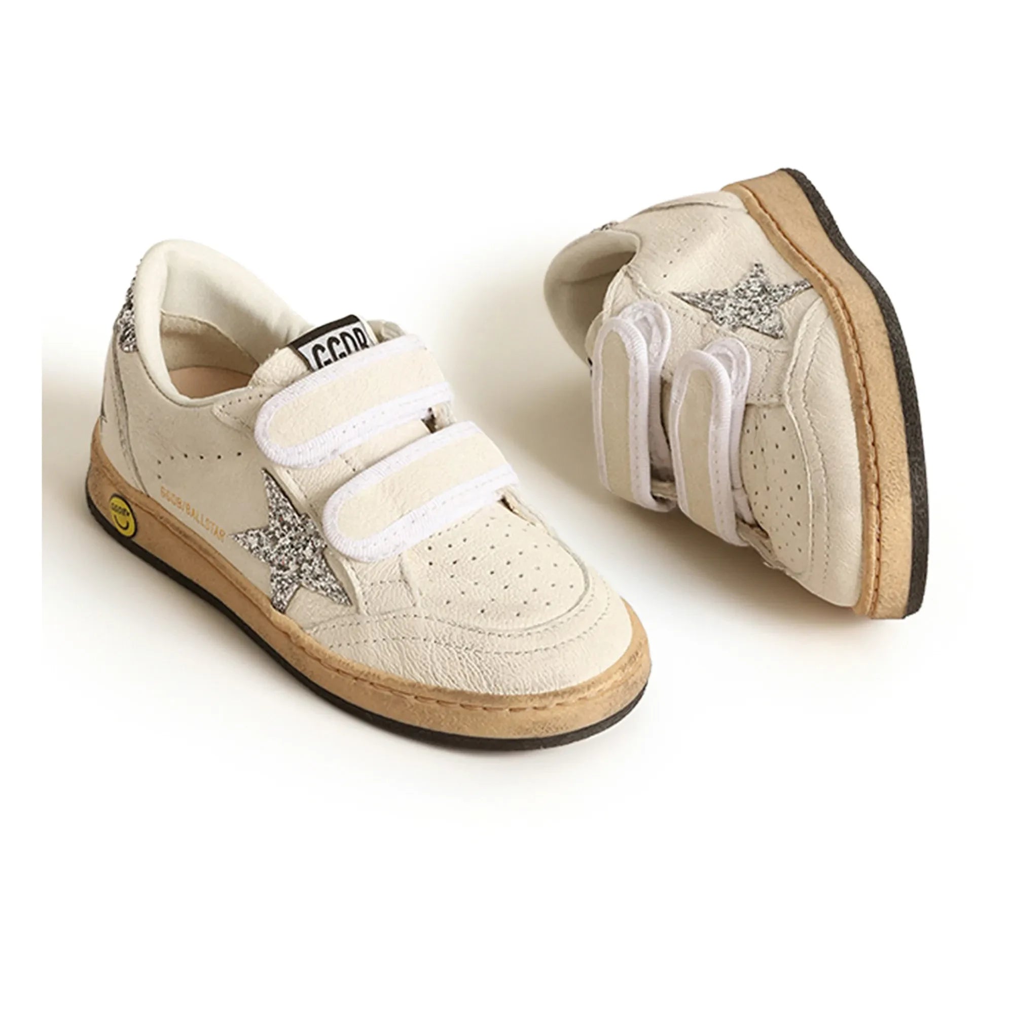 Golden Goose - Ballstar Glitzer-Sneakers mit Klettverschluss | Silber