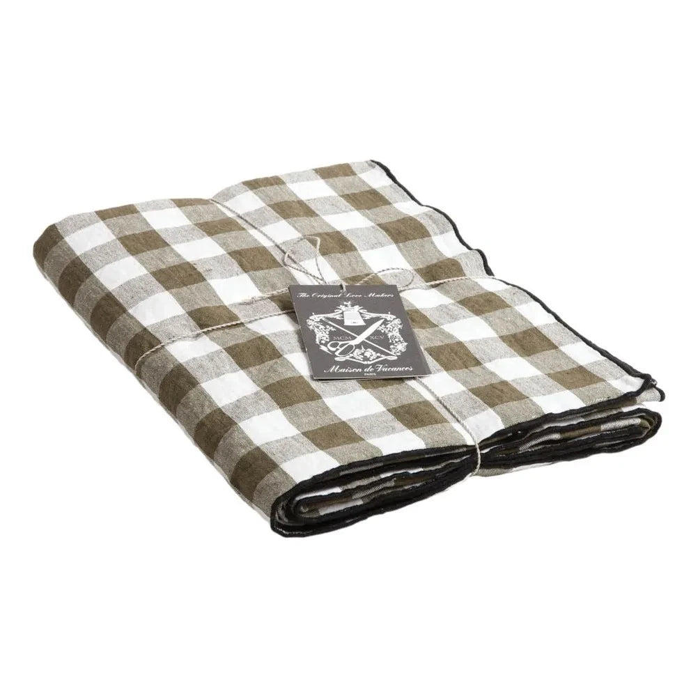 Maison de Vacances - Bourdon Schwarze karierte Tischdecke aus Netzgewebe | Vichy Kaki