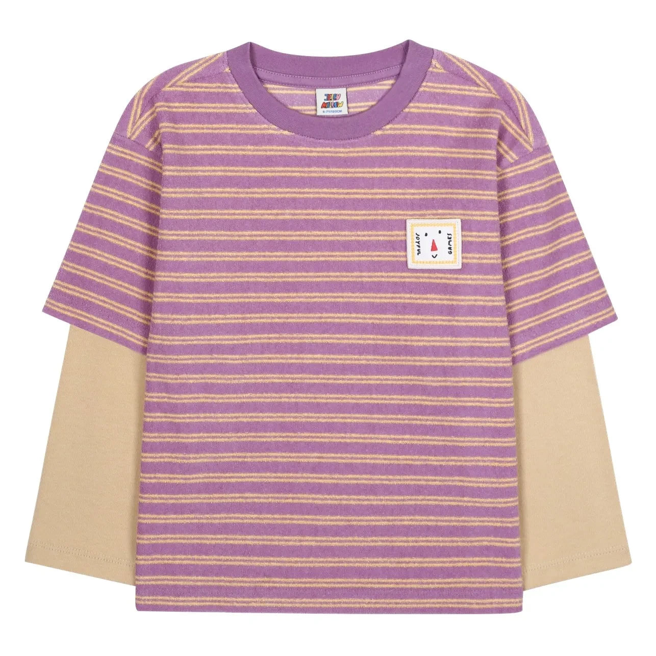 Jelly Mallow - Lagenlook gestreiftes Langarmshirt | Lila