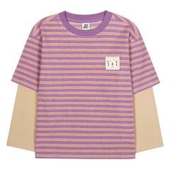 Jelly Mallow - Lagenlook gestreiftes Langarmshirt | Lila