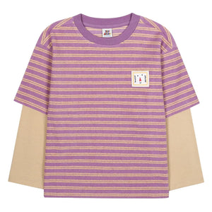 Jelly Mallow - Lagenlook gestreiftes Langarmshirt | Lila