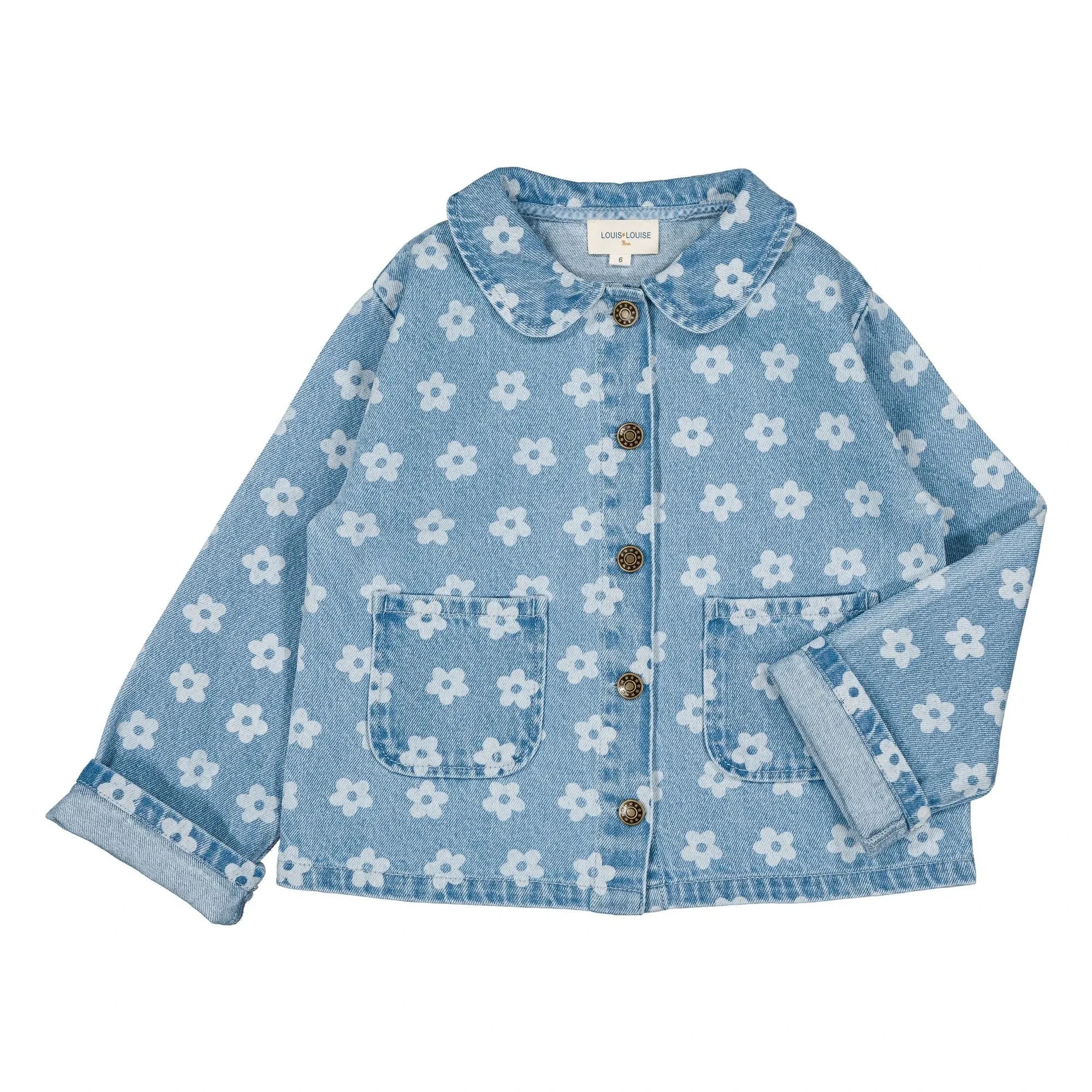 Louis Louise - Geblümte Braune Jeansjacke | Hellblau