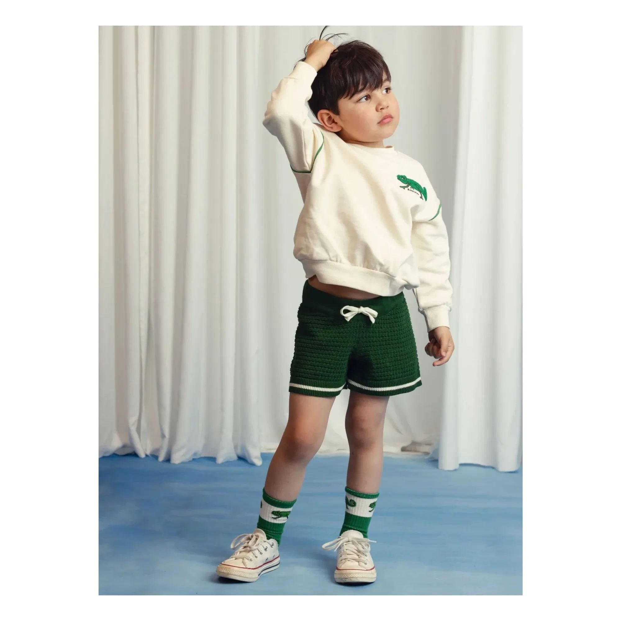 Mini Rodini - Bio-Baumwoll-Sweatshirt mit Eidechse | Ecru