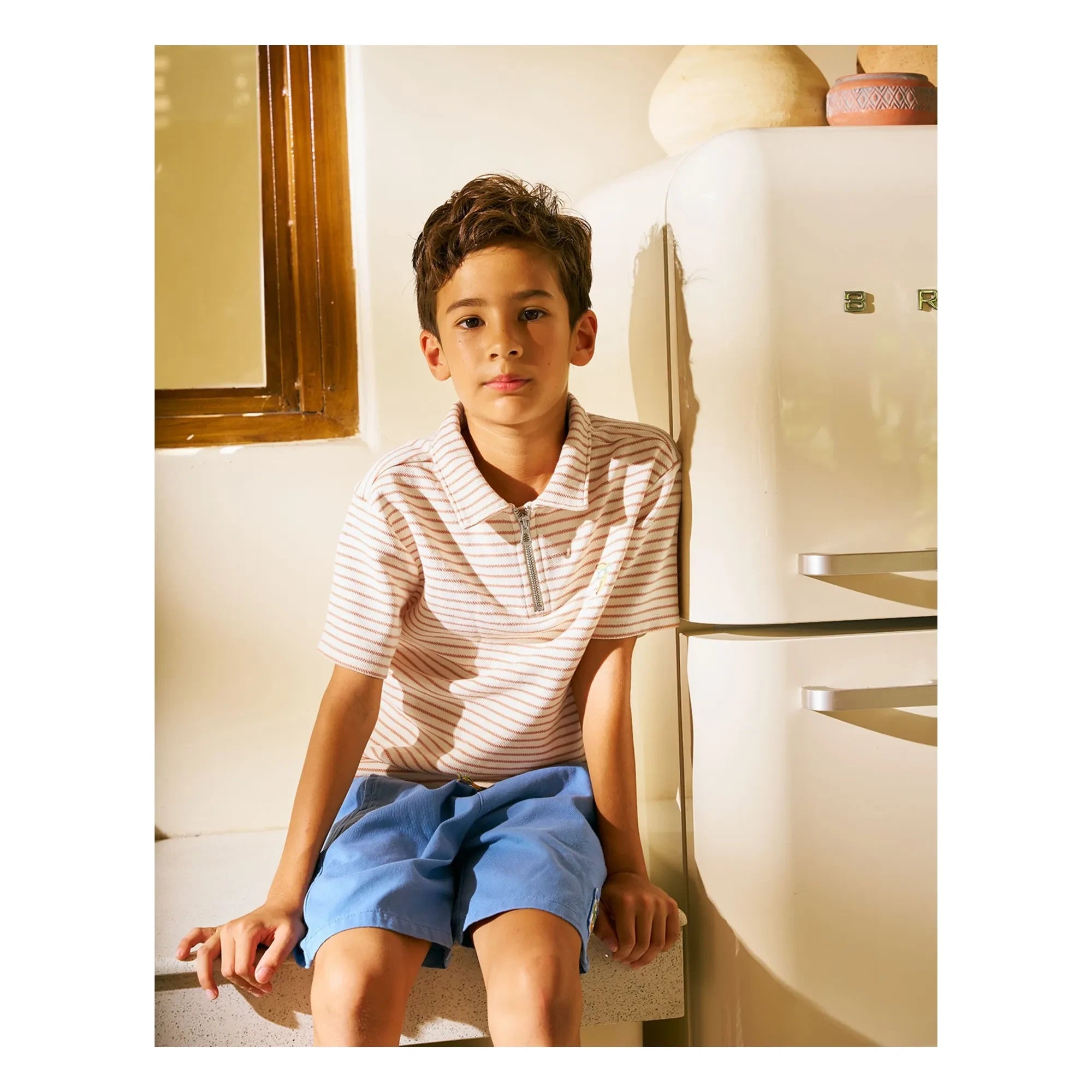 Gingersnaps - Polo Bruno Gestreifter Twill | Ecru