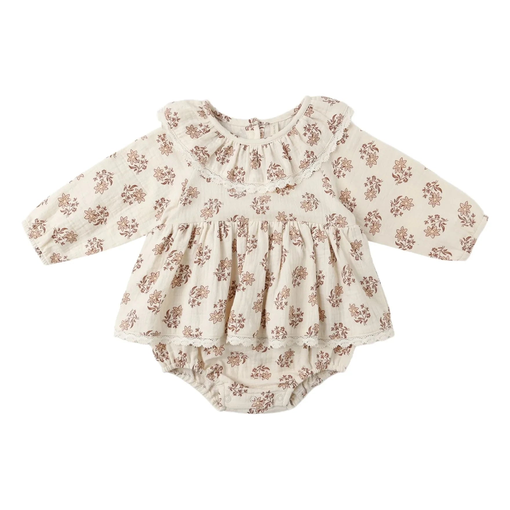 Quincy Mae - Musselin Tote Bag aus Bio-Baumwolle mit Blumenmuster und Rüschen | Ecru