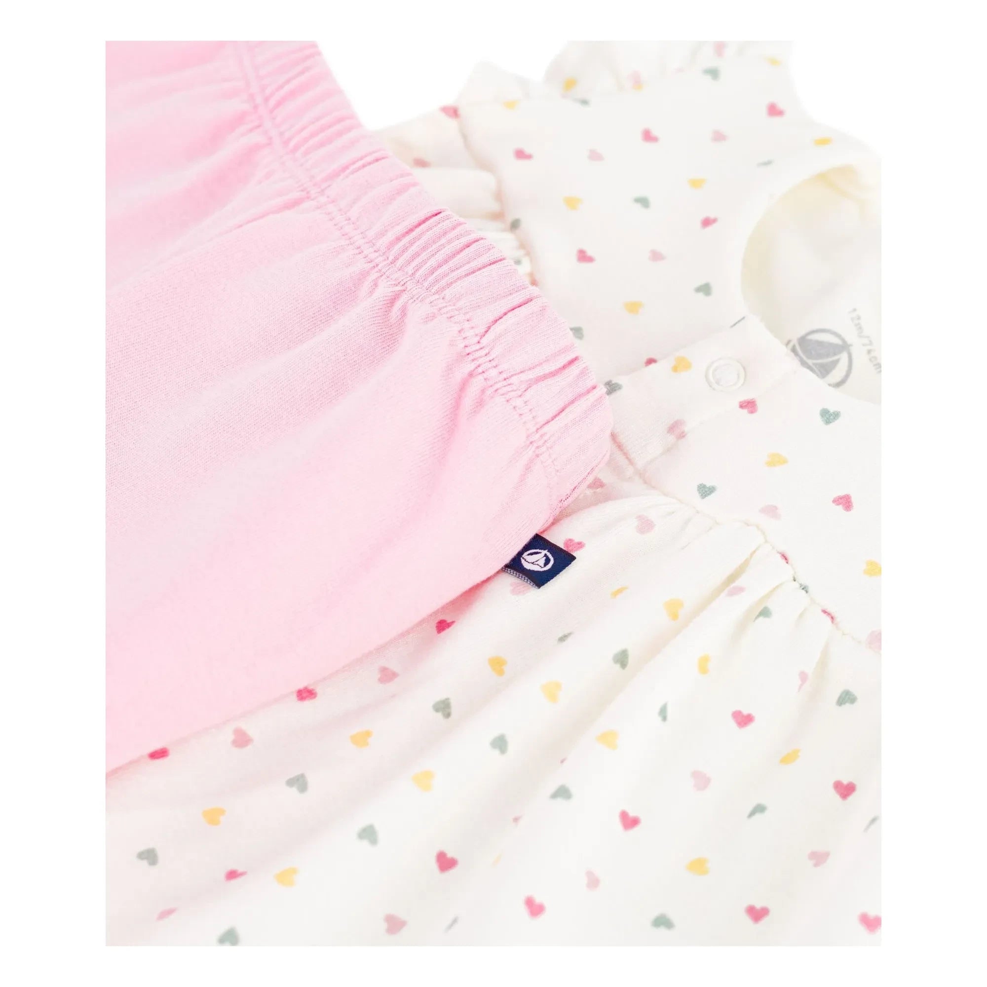 Petit Bateau - Bio-Baumwoll-Set mit Herz-Oberteil und Shorts | Weiß