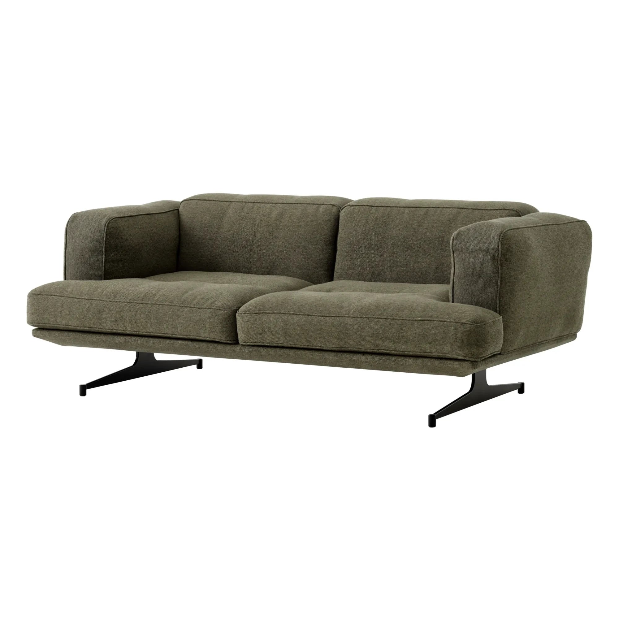 & Tradition - Inland AV22 2-Sitzer Sofa, Schwarzer Sockel | Khaki