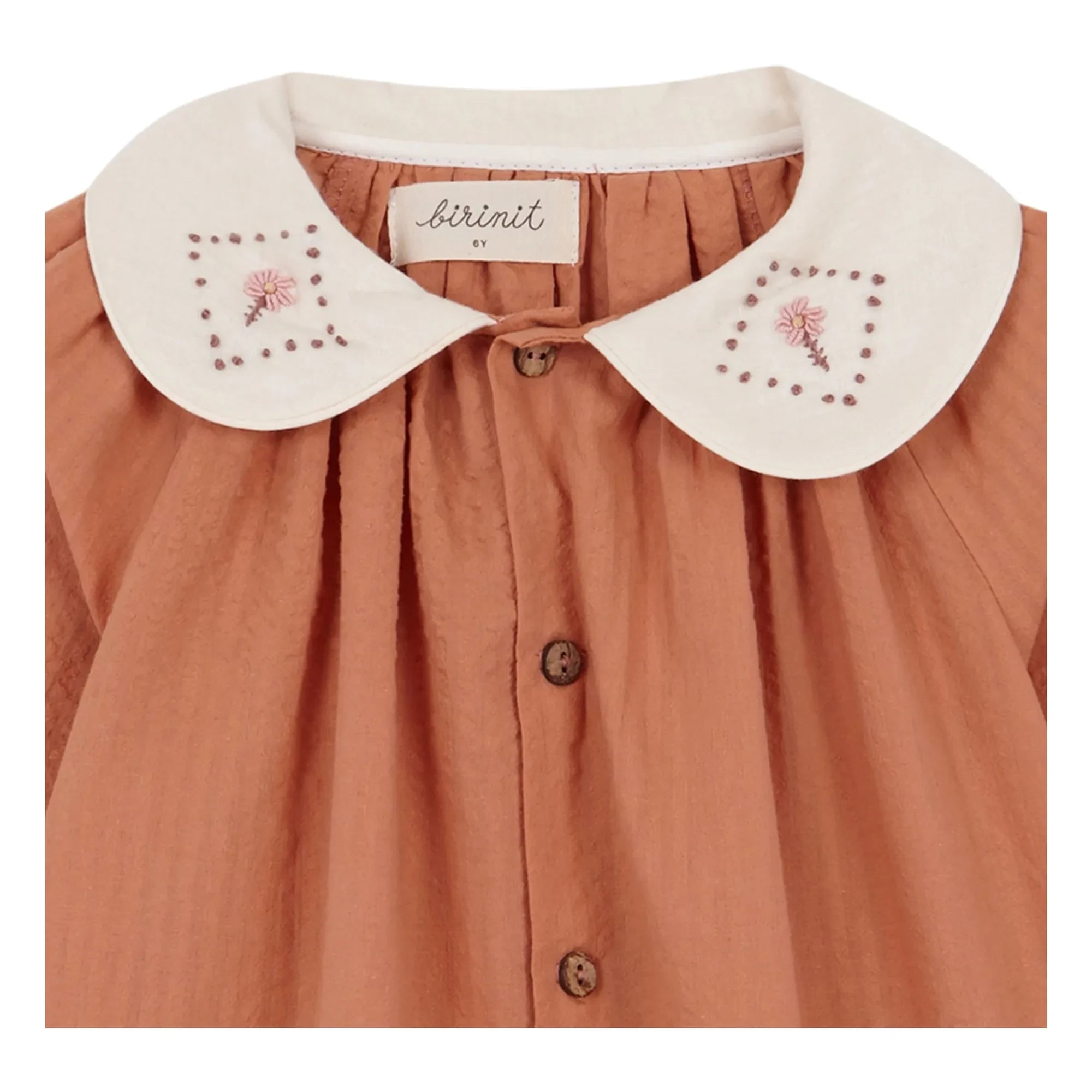 birinit - Bluse mit Claudine-Kragen Dessert Bio-Baumwolle | Russet