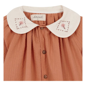 birinit - Bluse mit Claudine-Kragen Dessert Bio-Baumwolle | Russet