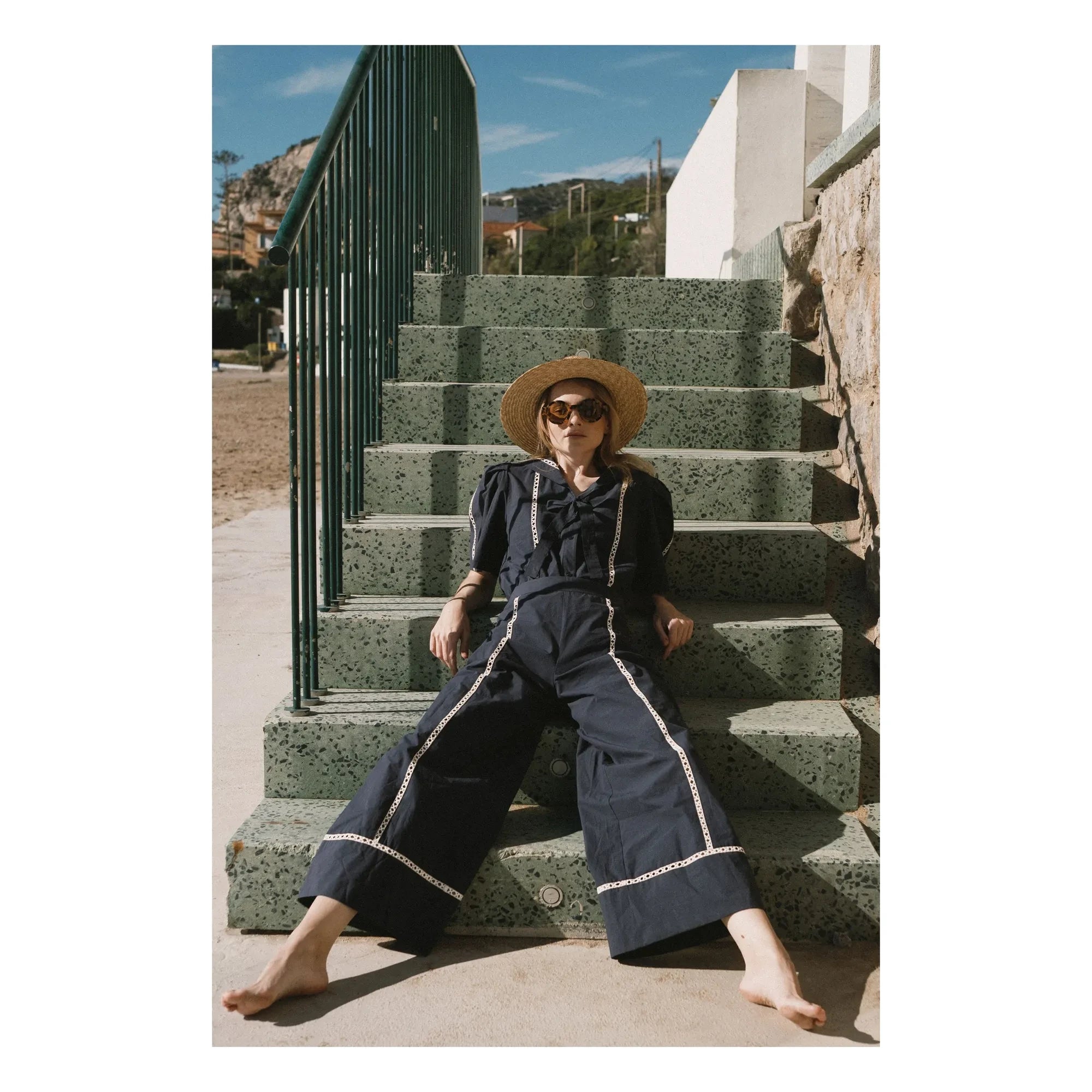 The Tiny Big Sister - Weite Baumwollhose | Marineblau