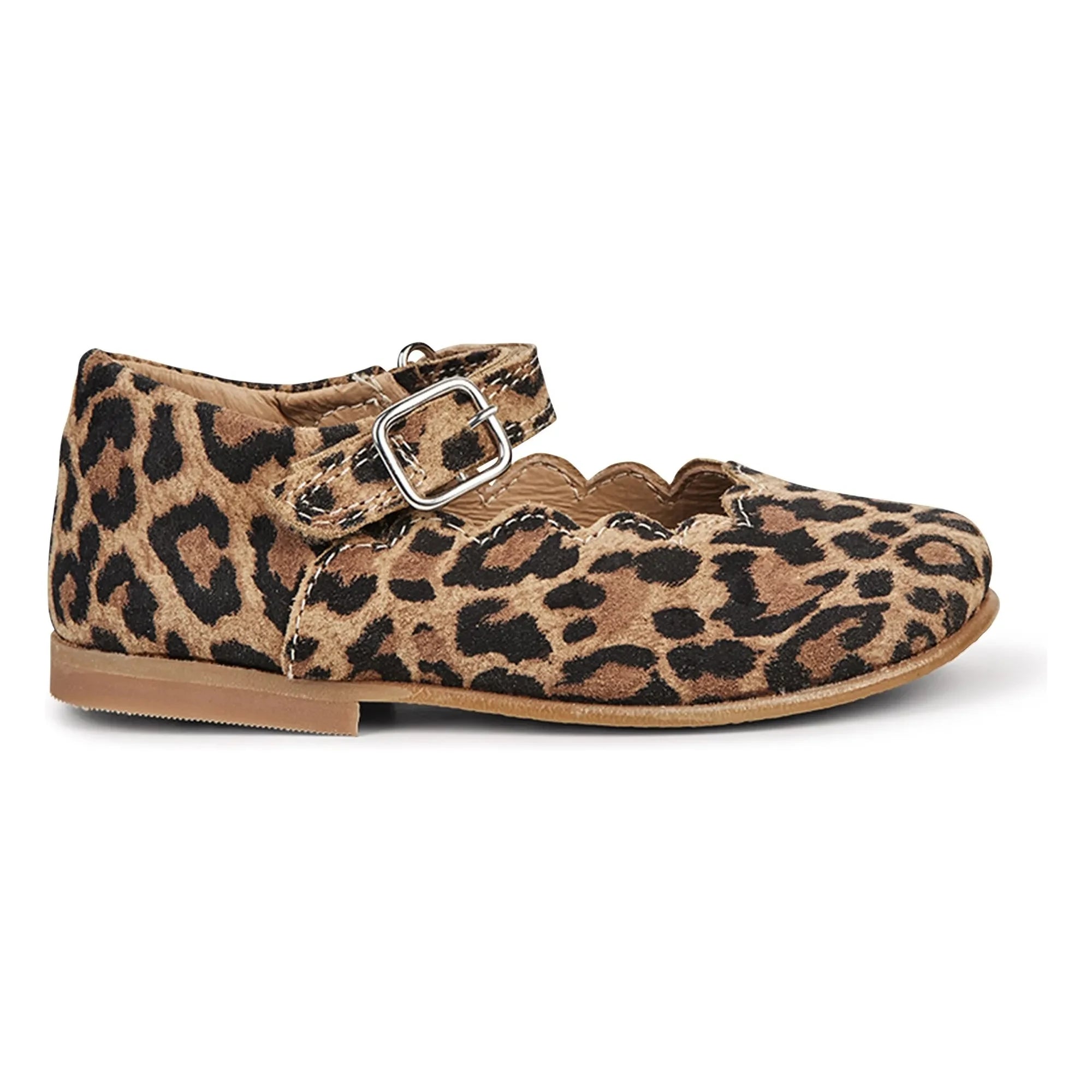 Petit Nord - Scallop Mary Jane Leopard | Braun