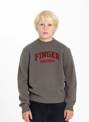 Finger in der Nase - Mathis Merino Wollpullover | Hellgrau meliert