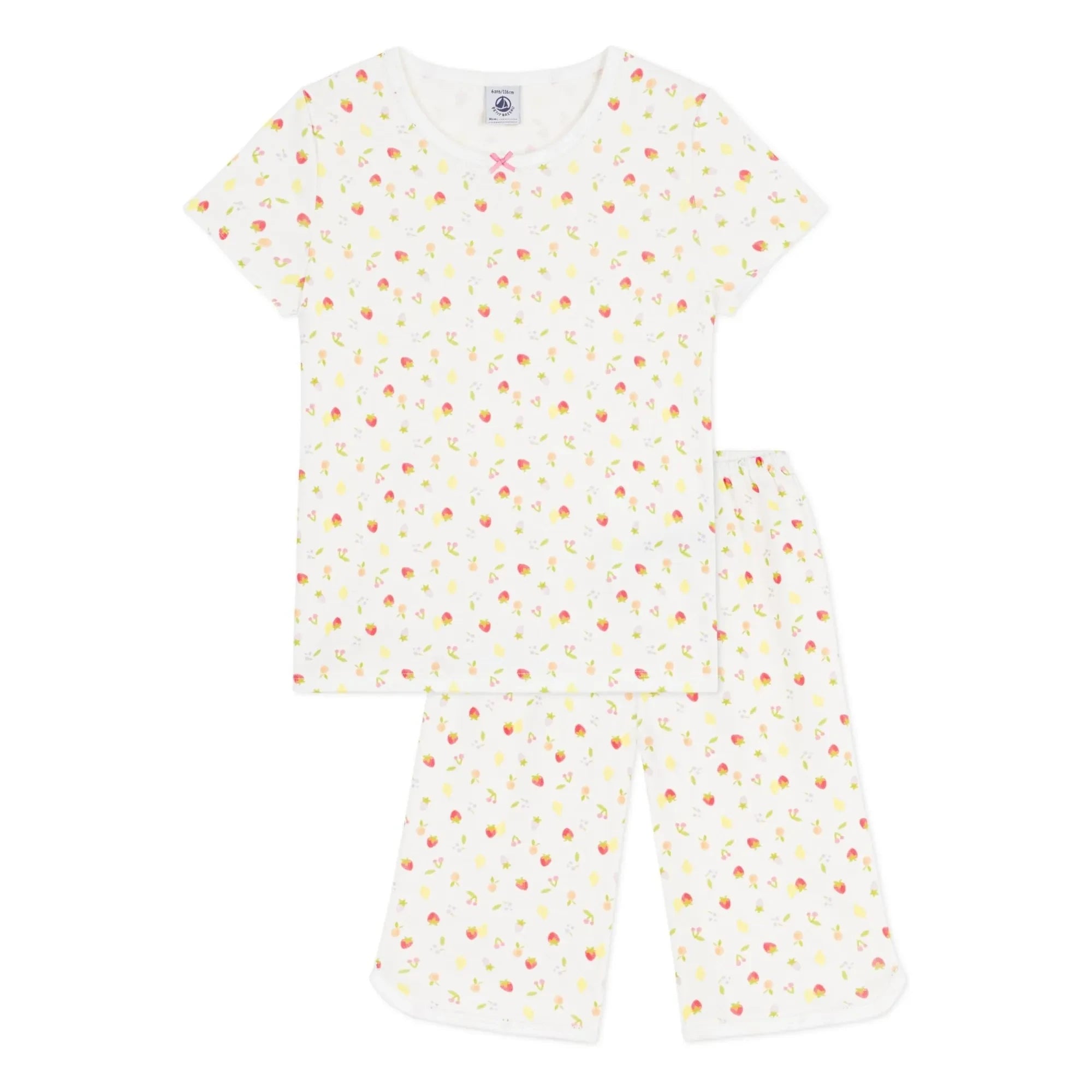 Petit Bateau - Capri-Schlafanzug mit Obstmuster | Ecru
