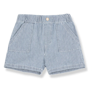 1+ in the family - Andratx Çizgili Denim Bermuda Şort Organik Pamuk | Açık Mavi