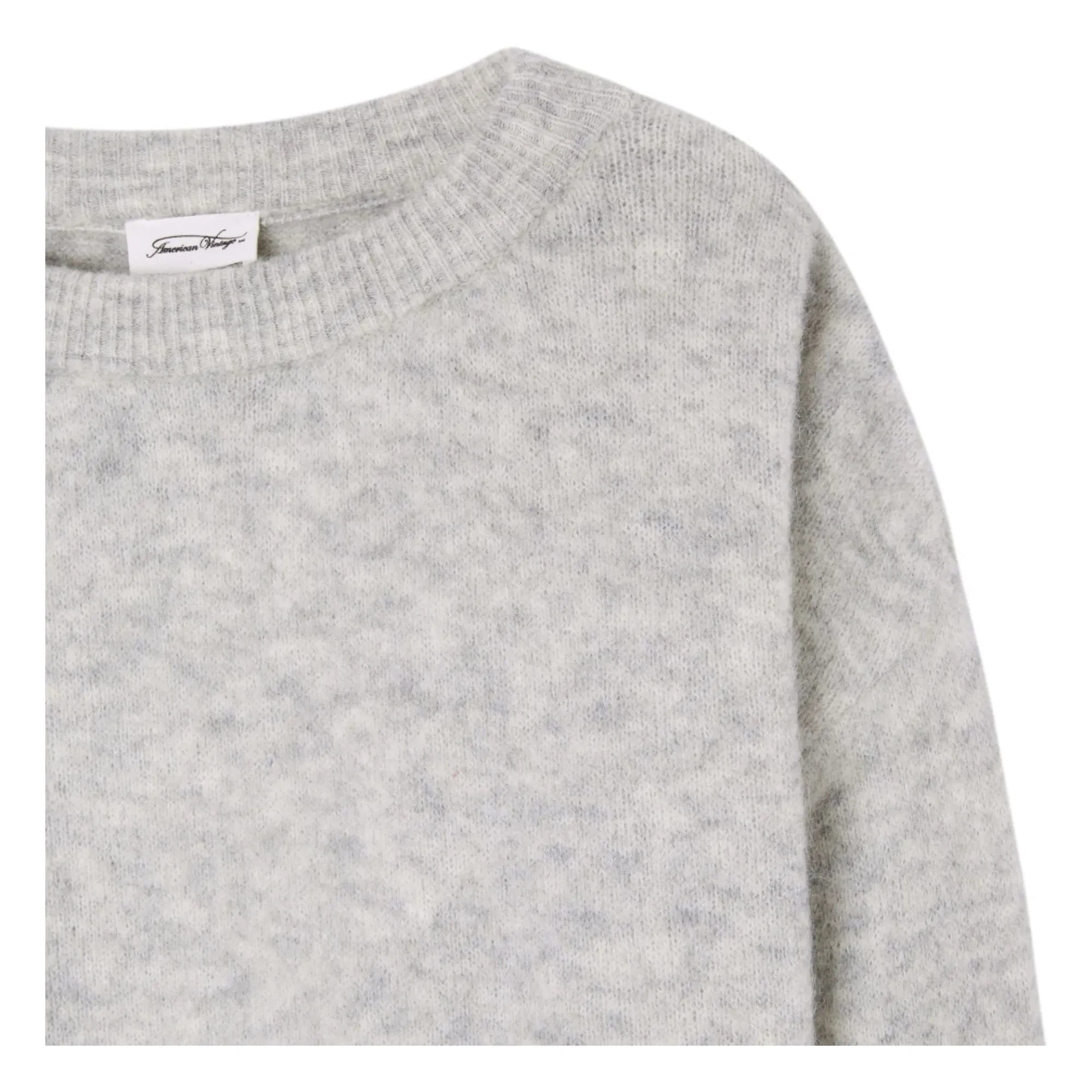 American Vintage - Vitow Alpaka- und Wollpullover mit U-Boot-Ausschnitt | Hellmeliert grau