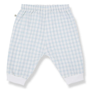 1+ in the family - Karpathos Vichy Seersucker Hose | Hellblau