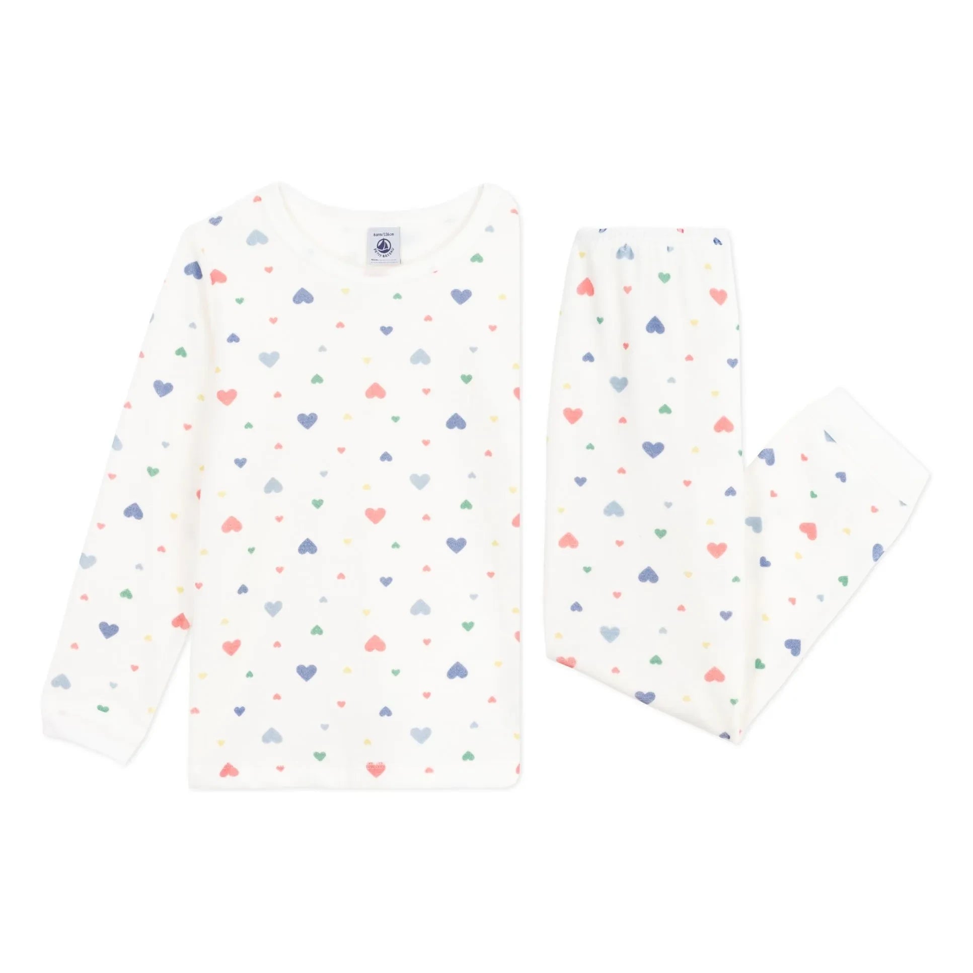 Petit Bateau - Herz Schlafanzug Bio-Baumwolle | Weiß