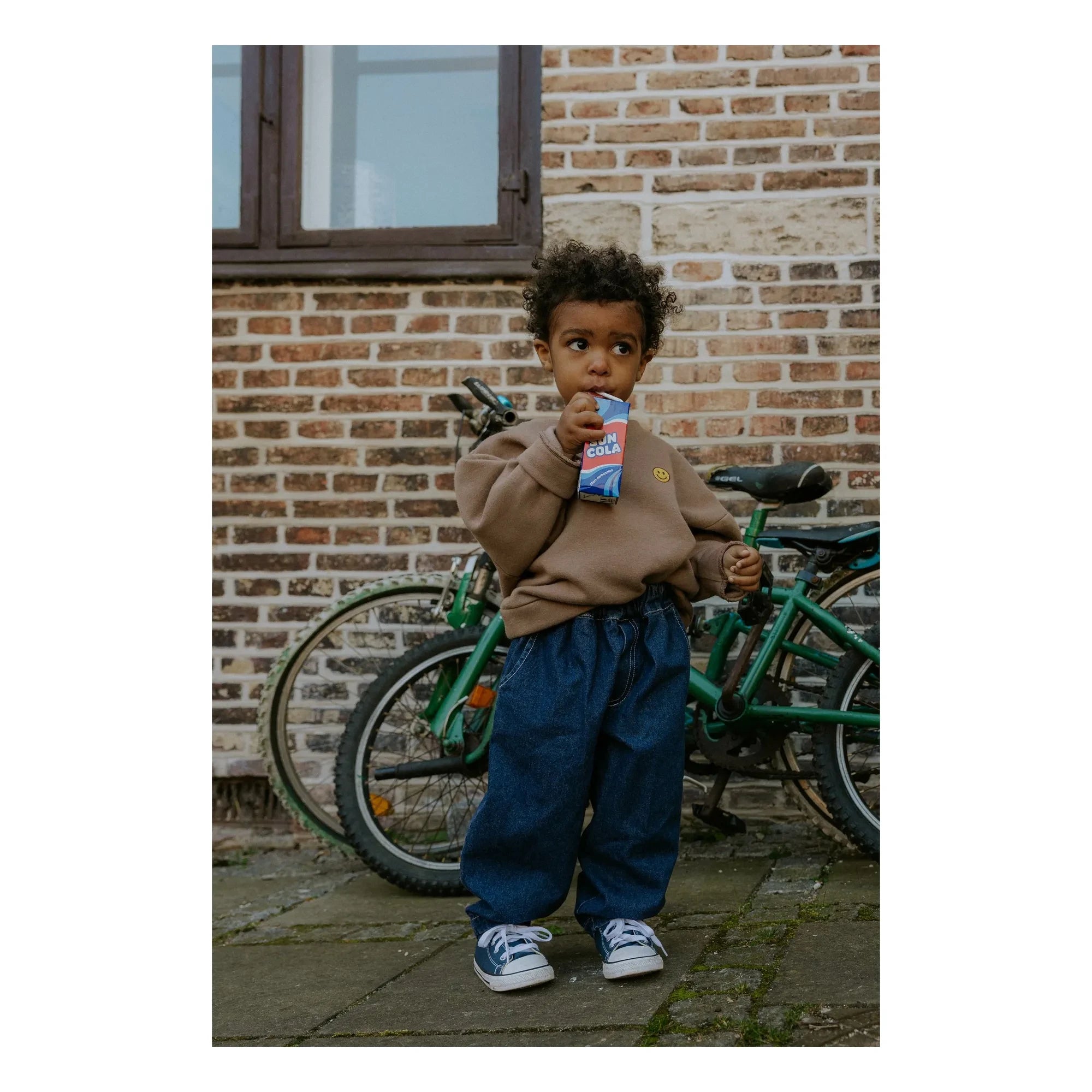 Fliink - Alvin Smiley Bio-Baumwoll-Sweatshirt | Taupe Braun