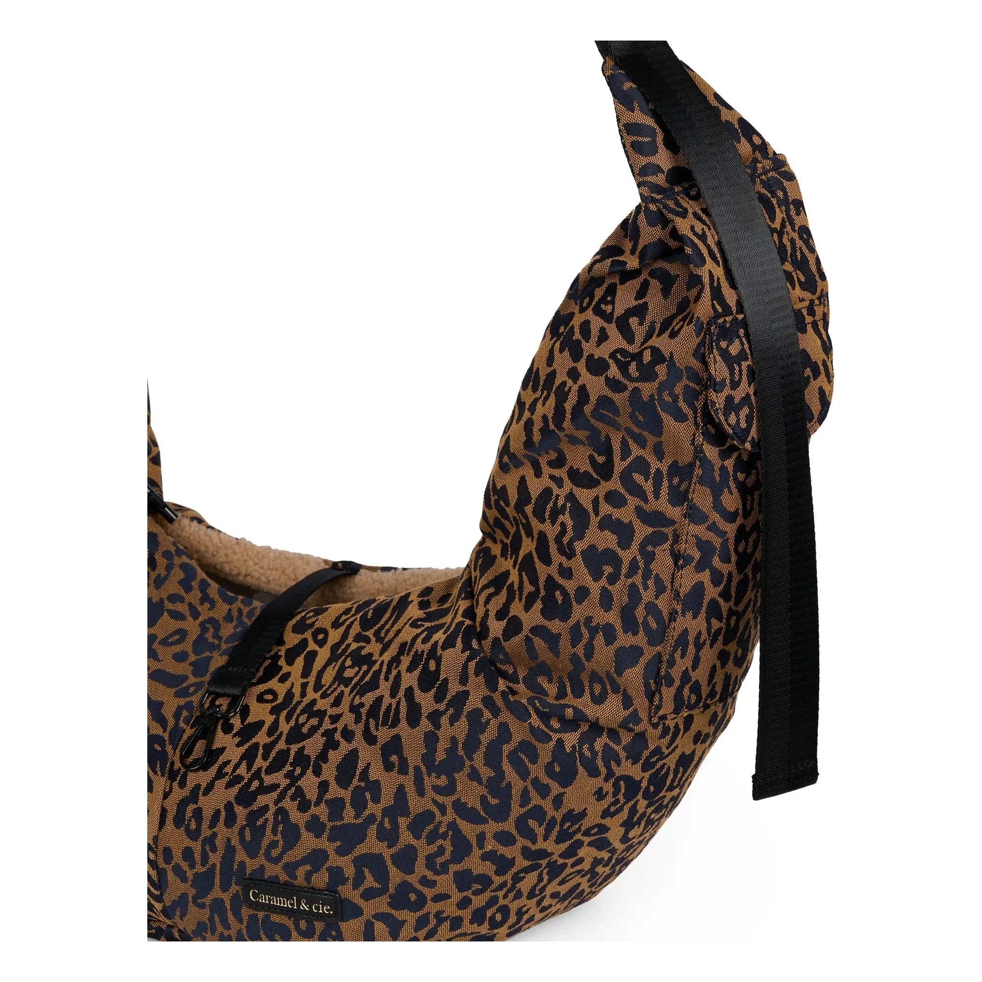 Caramel & Cie - Promenade Crossbody-Tasche mit Leoparden-Hundemotiv | Braun