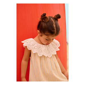 Louise Misha - Danya Gestreiftes Kleid aus Bio-Baumwolle | Gelb