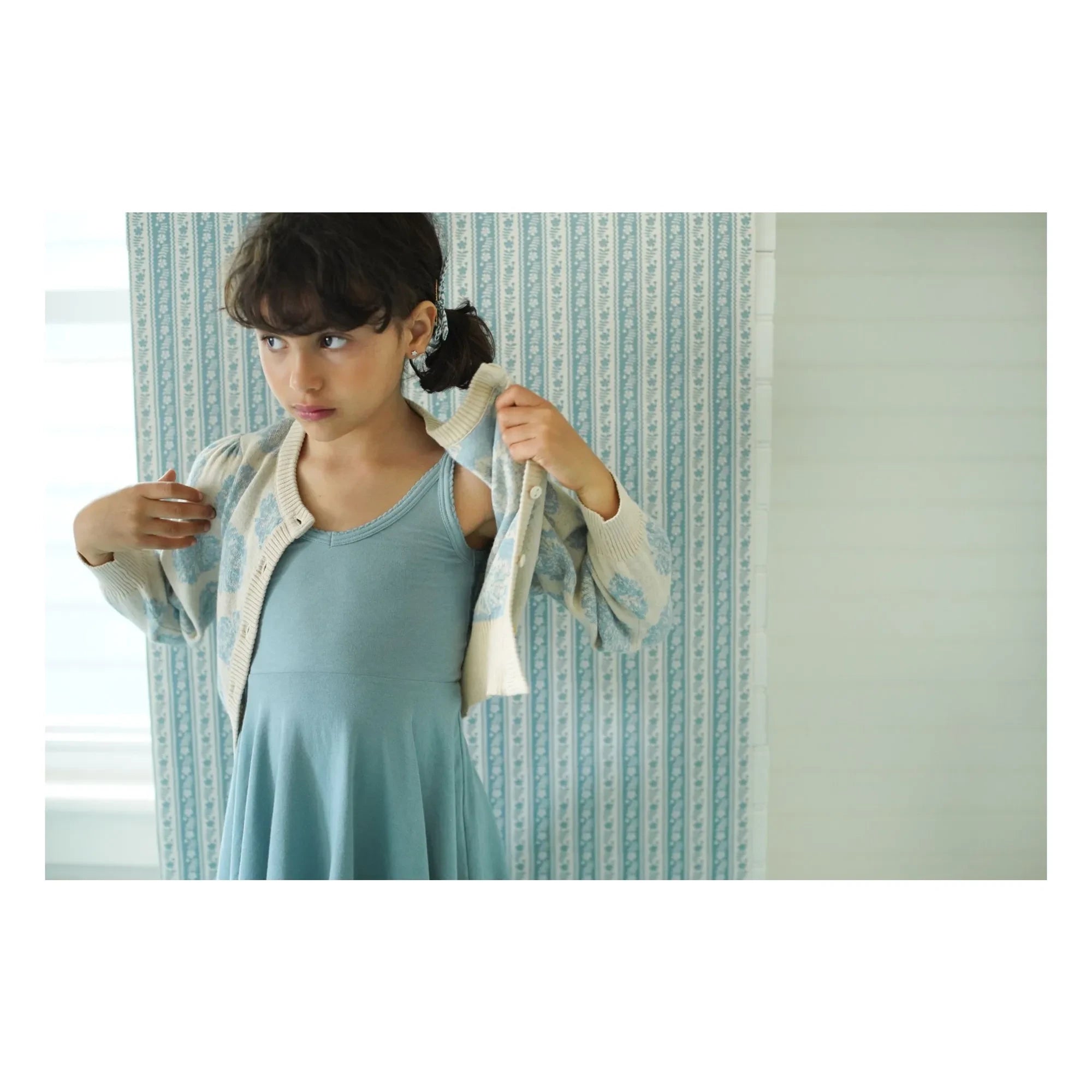 Soor Ploom - Bio-Baumwoll-Cardigan mit Blumenmuster in Rosa | Creme