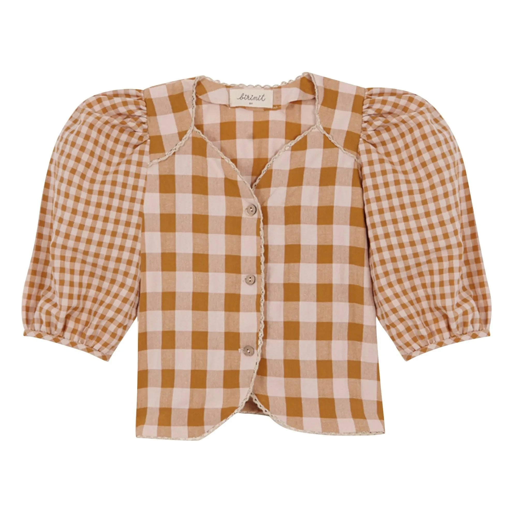 birinit - Vichy Bio-Baumwollbluse | Karamell