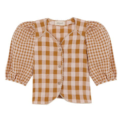 birinit - Vichy Bio-Baumwollbluse | Karamell