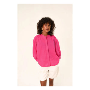 Sacrécoeur - Carla Hibis Popeline Bluse | Himbeere