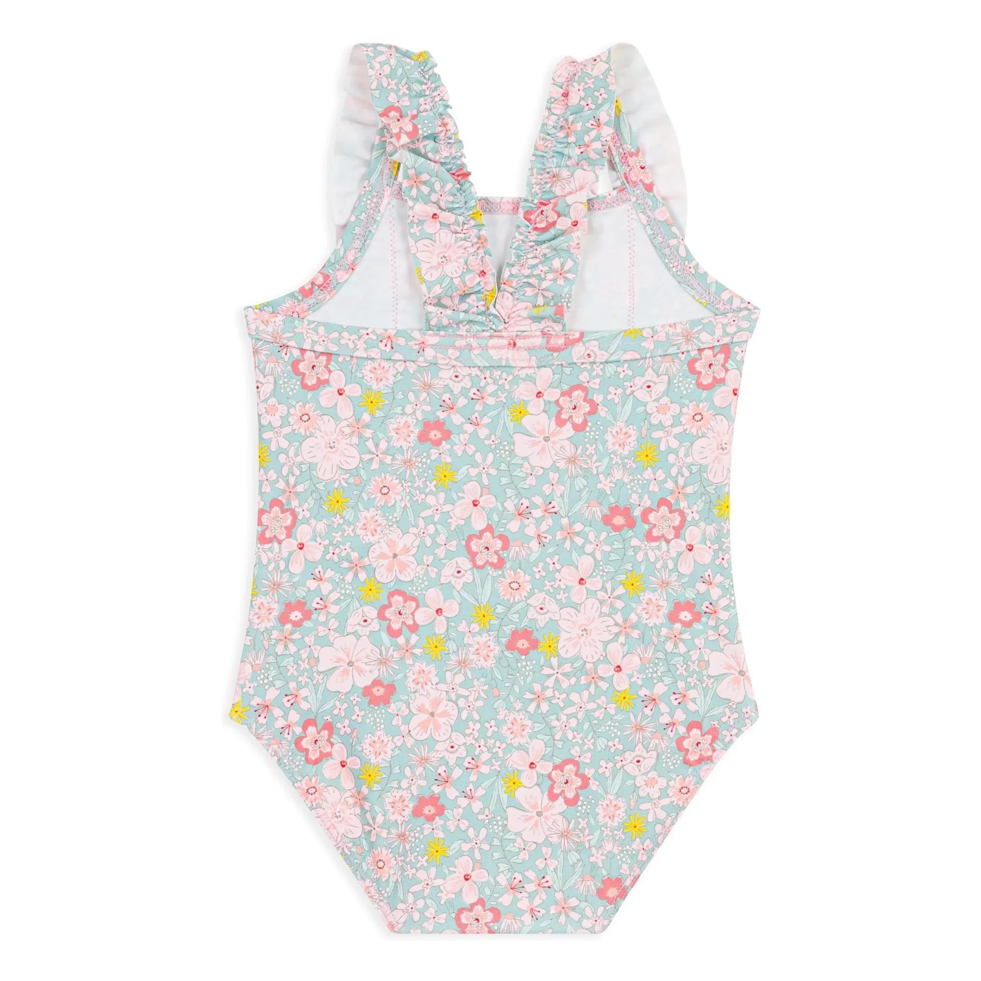 Petit Bateau - Baby-Badeanzug mit Blumenmuster und Rüschen | Türkis