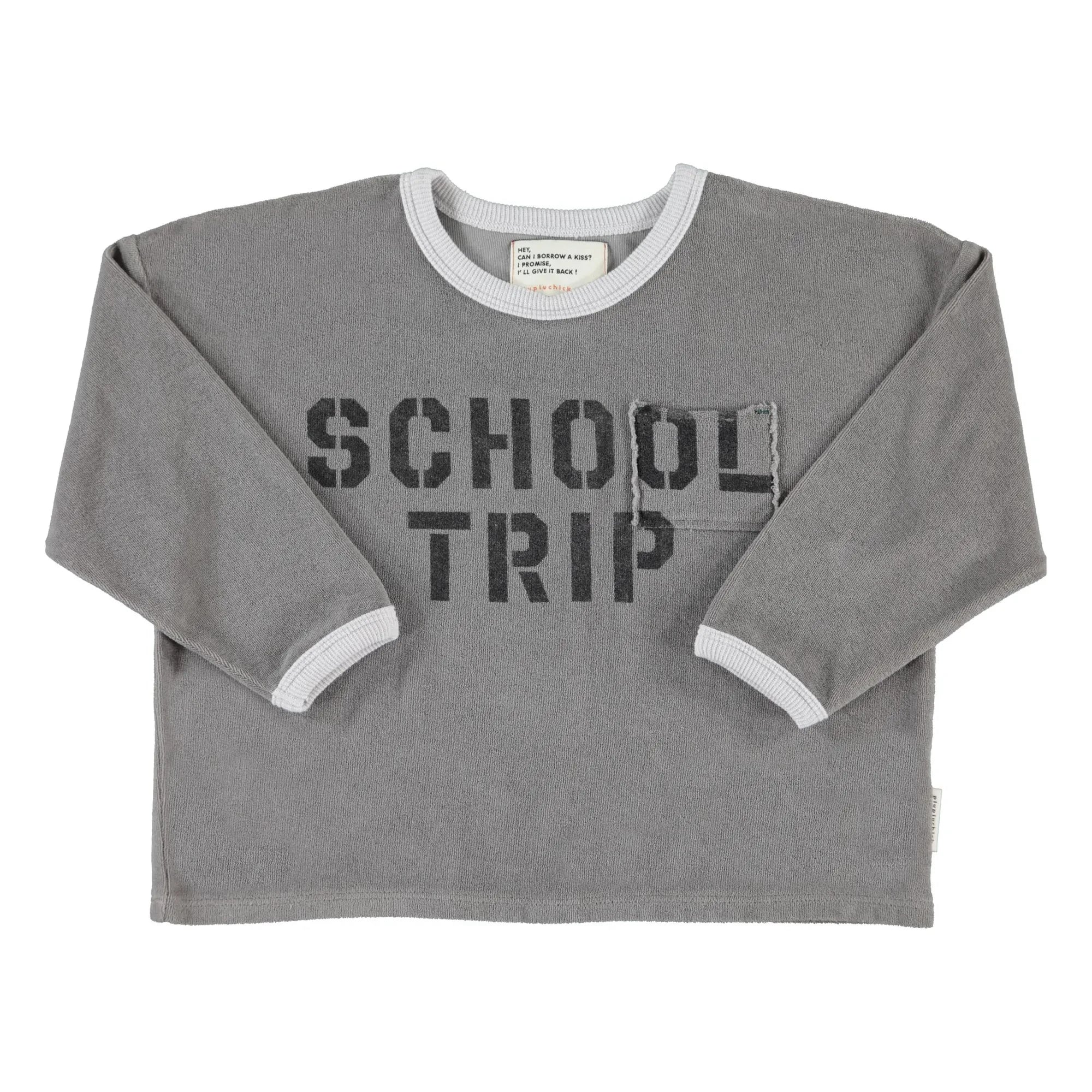 Piupiuchick - School Trip organik pamuklu havlu T-shirt | Gri