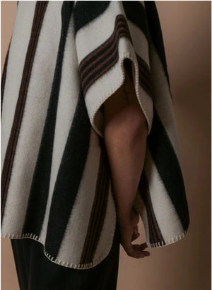 La Méricaine - Blackfeet Recycelte Wolle Lange Poncho | Ecru