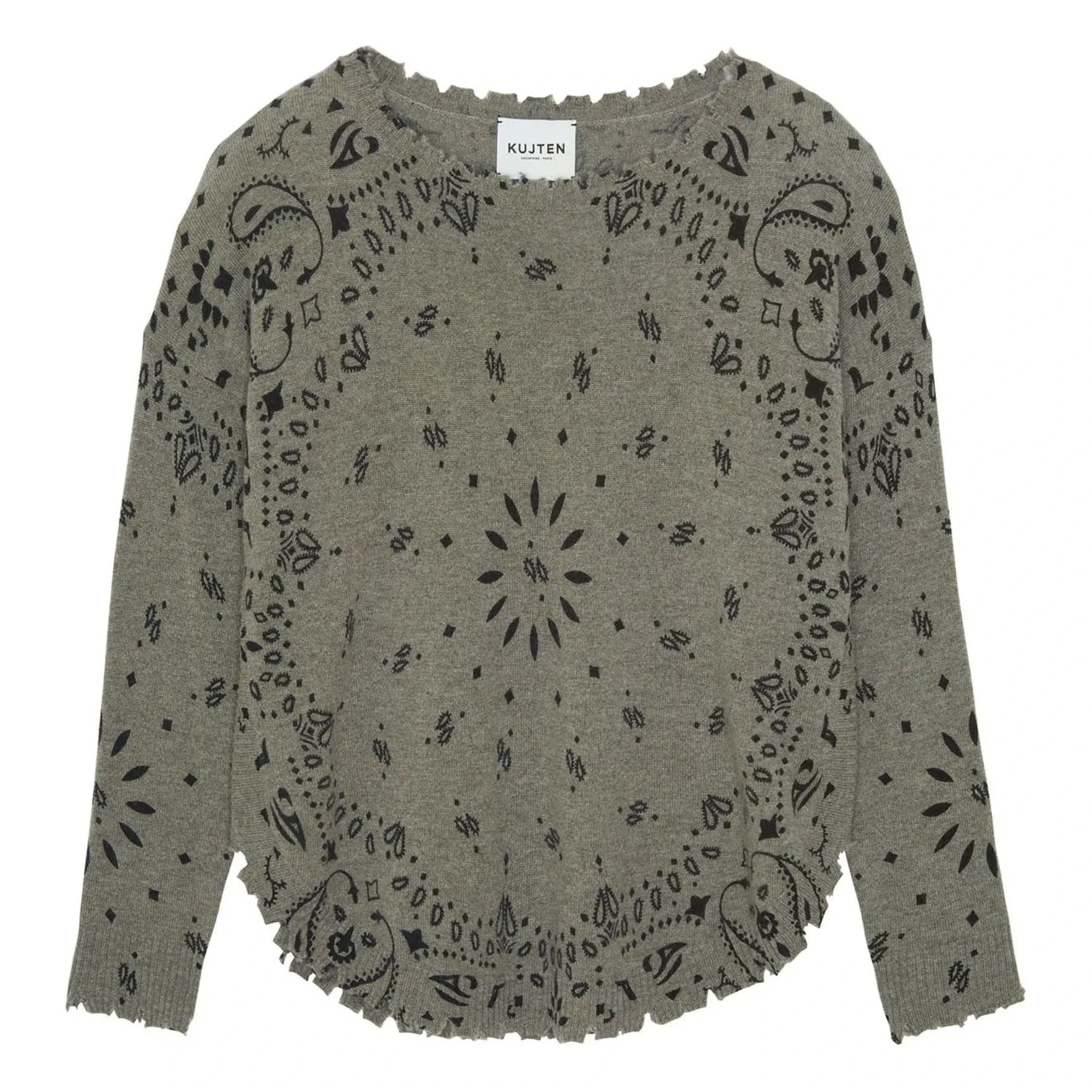 Kujten - Mela Bandana Kaschmirpullover | Marled Khaki