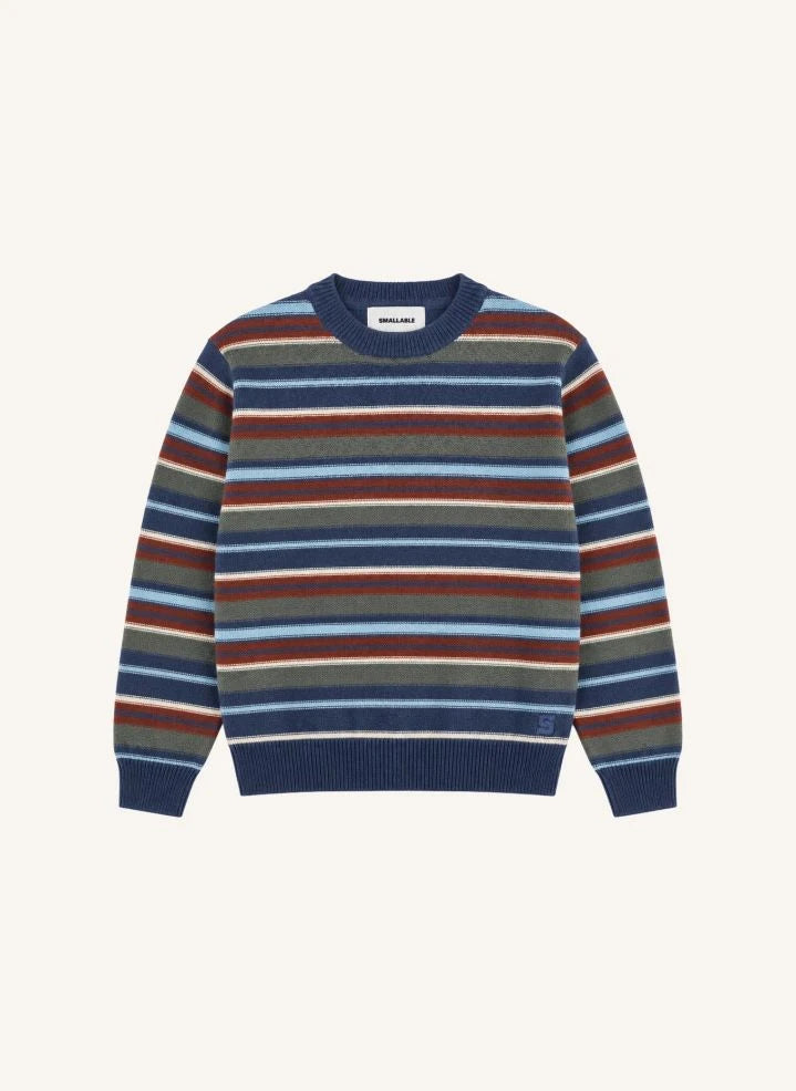 Smallable Kid - Matteo Gestreifter Wollpullover | Blau